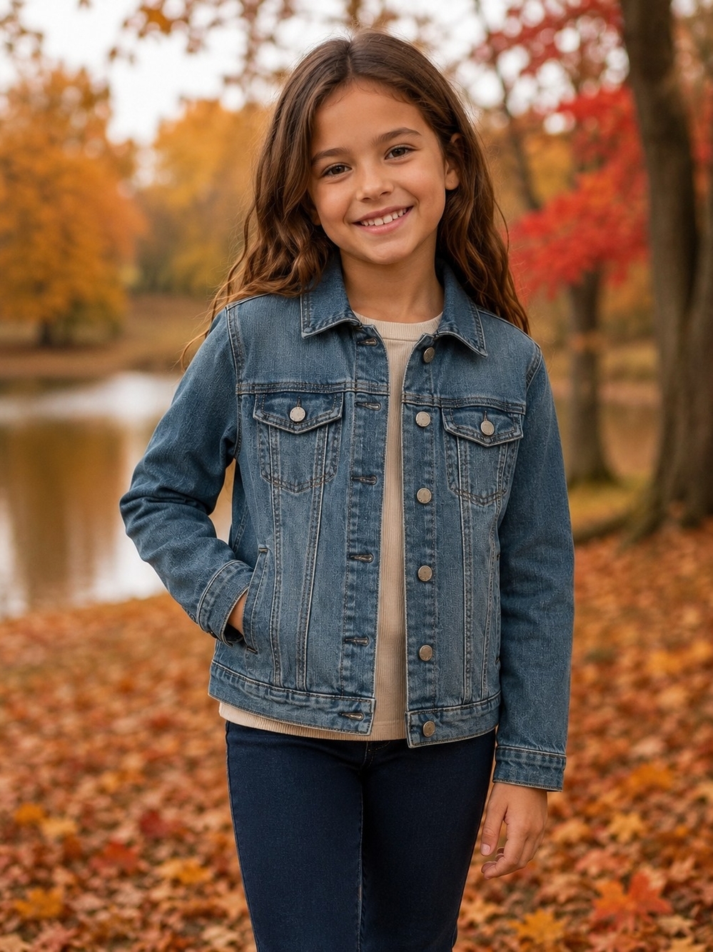 GAP Girls Blue Denim Jacket with Button Front